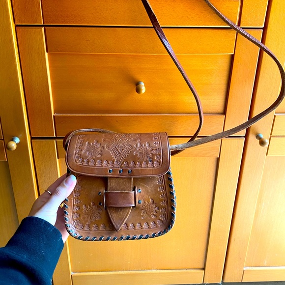 Vintage Real Leather Handmade Crossbody Bag! - Picture 1 of 6